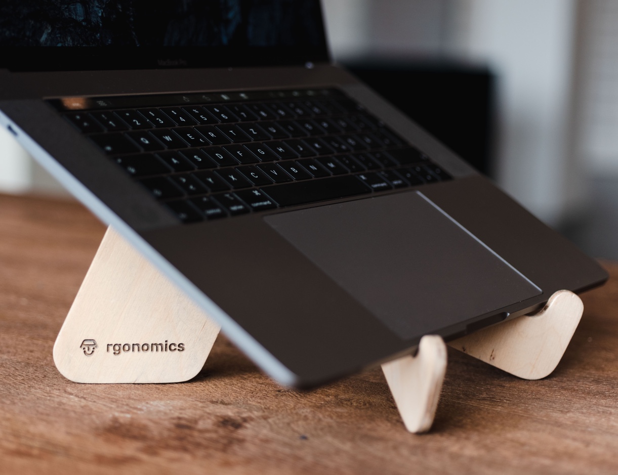 Laptop Stand — Close up on custom logo
